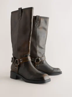 Chocoladebruin - Forever Comfort® Knee High Biker Boots