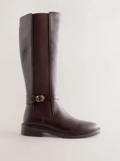 Chocoladebruin - Forever Comfort® rijlaarzen met gesp