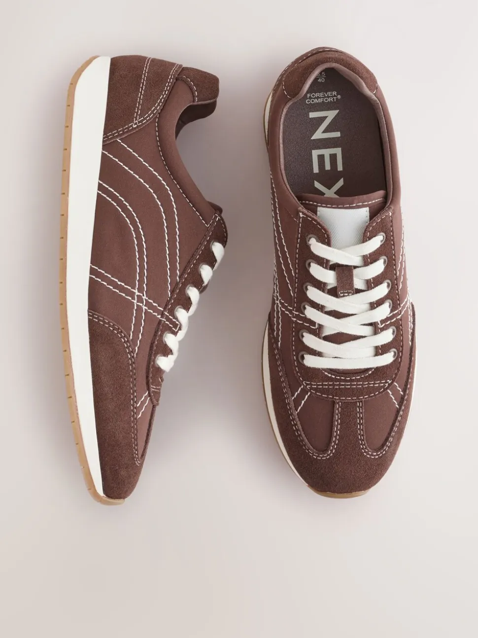 Chocoladebruin - Forever Comfort® Paneled Lace Up Trainers