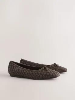 Chocoladebruin - Forever Comfort® Leather Weave Ballet Flats