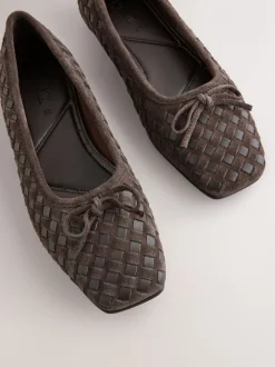 Chocoladebruin - Forever Comfort® Leather Weave Ballet Flats