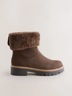 Chocoladebruin - Forever Comfort® Faux Fur Cuff Ankle Boots