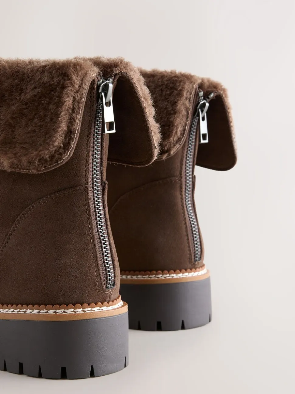 Chocoladebruin - Forever Comfort® Faux Fur Cuff Ankle Boots