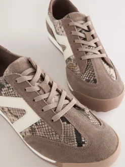 Chocoladebruin - Forever Comfort® Slimeline Side Stripe Lace Up Trainers
