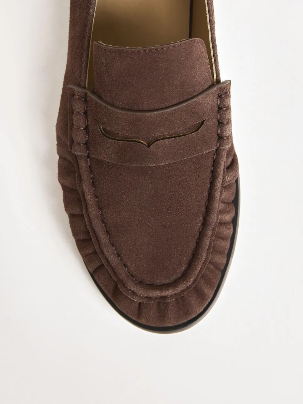 Chocoladebruin - Friends Like These Flat Ruched Comfort Slip On Penny Loafers