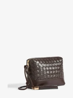 Chocoladebruin - Friends Like These Weave Knotted Handle Cross-Body Bag