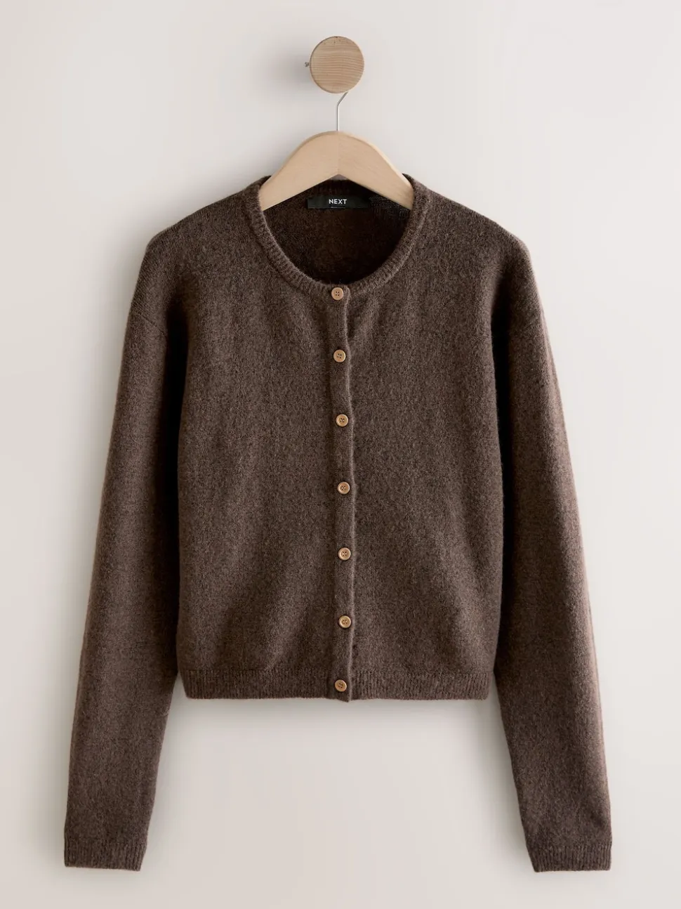 Chocoladebruin - Gebreid vest met ronde hals