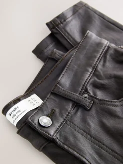 Chocoladebruin - Gecoate denim skinny jeans