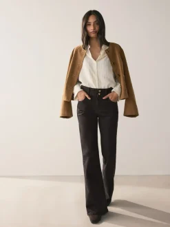 Chocoladebruin - High Rise Stretch Flare Jeans
