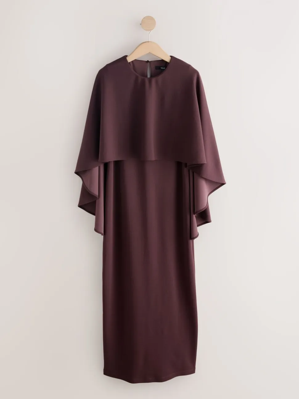 Chocoladebruin - Lange jurk met cape
