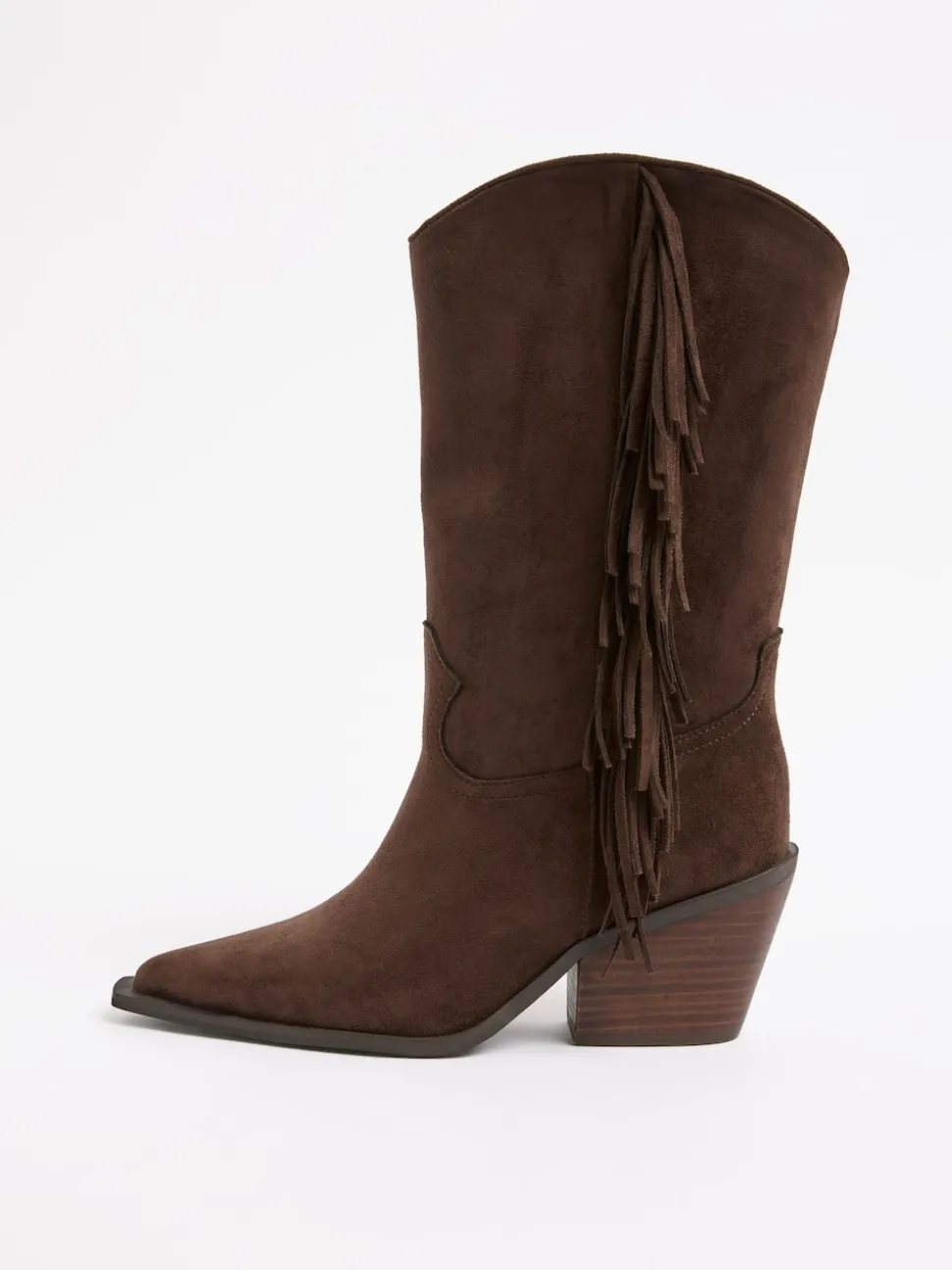 Chocoladebruin - Lipsy Faux Suede Tassel Pull On Western Calf Boots