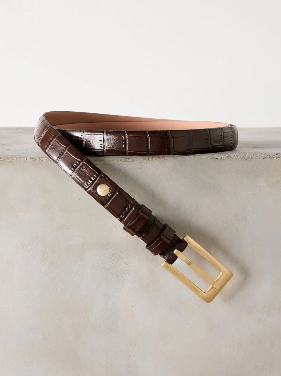 Chocoladebruin - N. Premium riem van Italiaans leer met krokodilleneffect-look