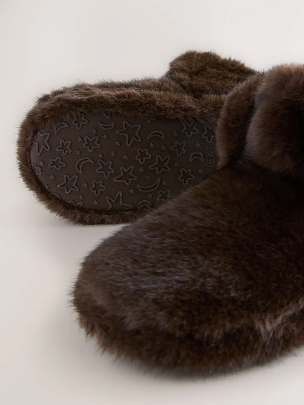 Chocoladebruin - Pantoffellaarzen met imitatiebont