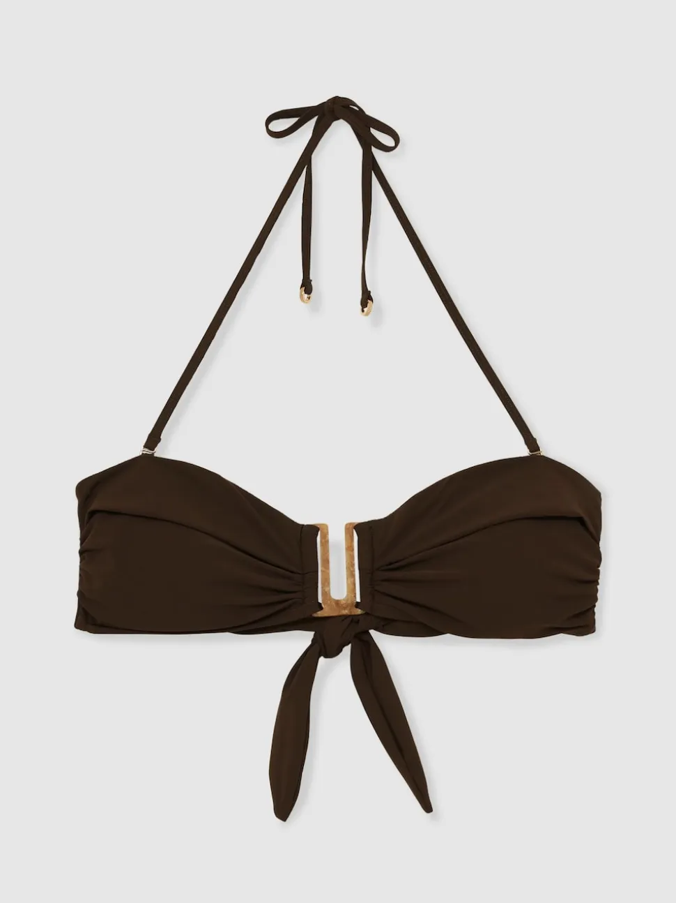 Chocoladebruin - Reiss Carina Removable-Strap Bandeau Bikini Top