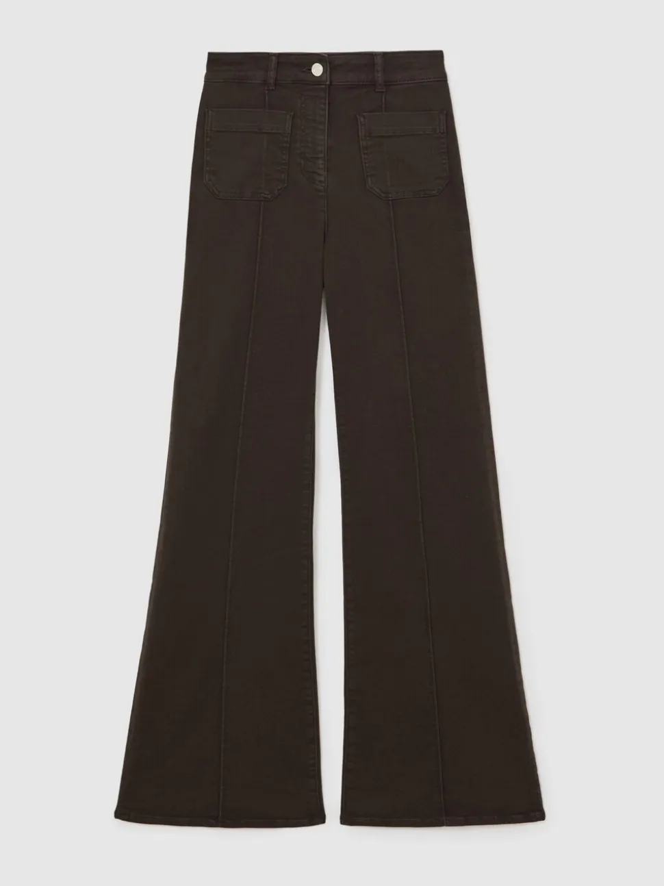 Chocoladebruin - Reiss Sakura flared jeans met opgestikte zakken