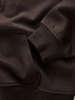 Chocoladebruin - Relaxed fit sweatshirt van zware katoenrijke jersey met ritssluiting bij de hals