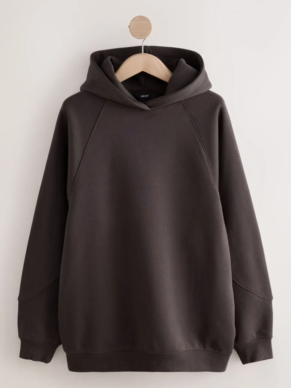 Chocoladebruin - Relaxte pasvorm zware lange hoodie