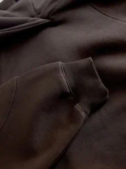 Chocoladebruin - Relaxte zware hoodie met normale lengte