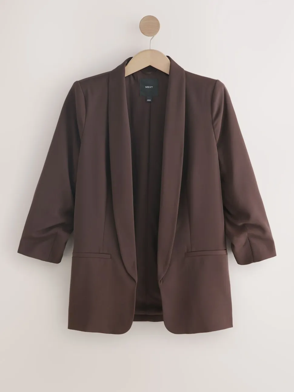 Chocoladebruin - Ruimvallend blazer met gerimpelde mouwen