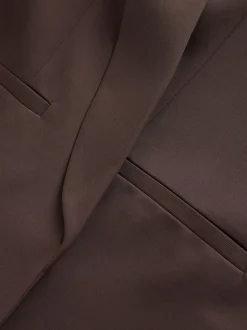Chocoladebruin - Ruimvallend blazer met gerimpelde mouwen