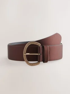 Chocoladebruin - Satin Belt with Diamante Buckle