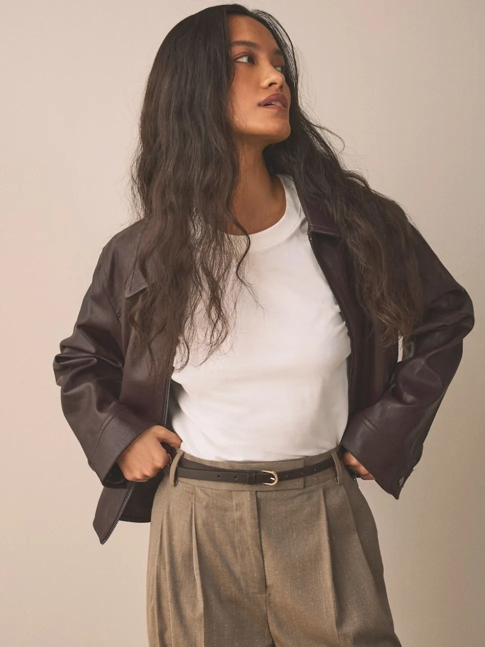 Chocoladebruin - Smalle leren riem