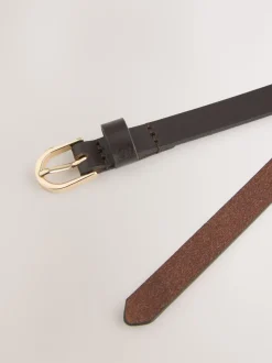 Chocoladebruin - Smalle leren riem
