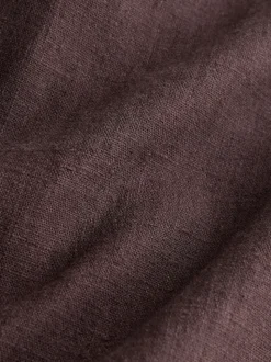 Chocoladebruin - Smart Front Linen Blend Wide Leg Trousers