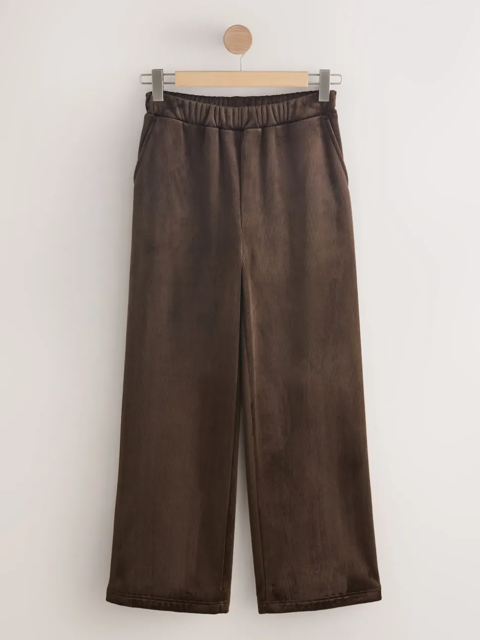 Chocoladebruin - Soft Feel Cord Wide Leg Trousers