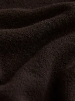 Chocoladebruin - Stand Neck Knitted Midi Jumper Dress