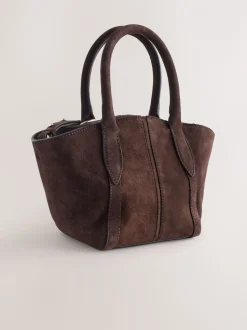 Chocoladebruin - Suede Flower Charm Cross-Body Bag