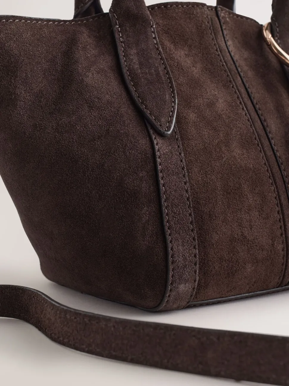 Chocoladebruin - Suede Flower Charm Cross-Body Bag