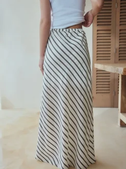 Chocoladebruin - Summer Column Skirt With Linen