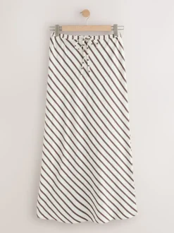 Chocoladebruin - Summer Column Skirt With Linen