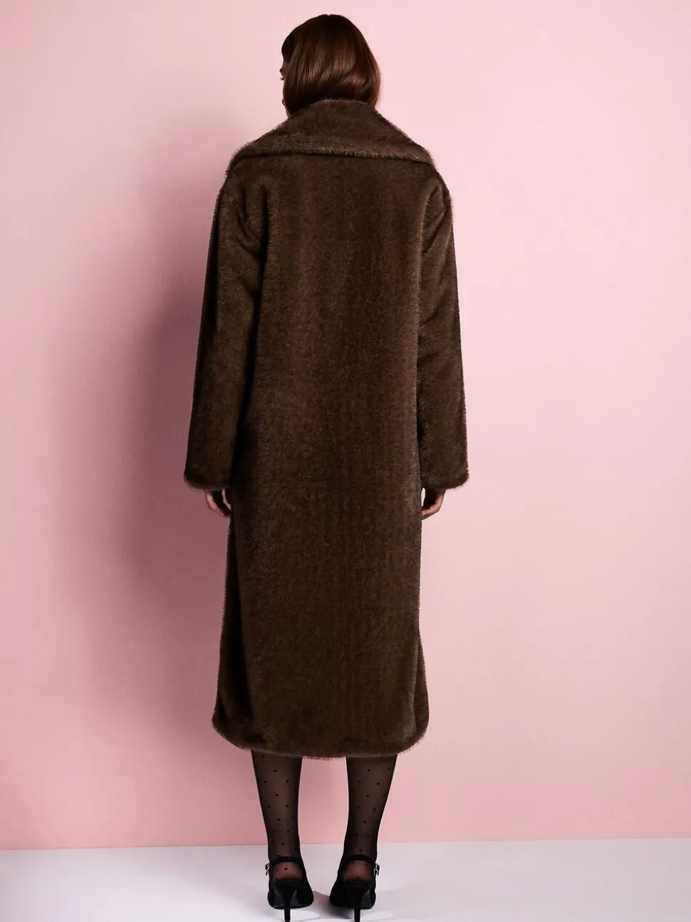 Chocoladebruin - Tabitha Simmons X Next Premium Long Faux Fur Coat