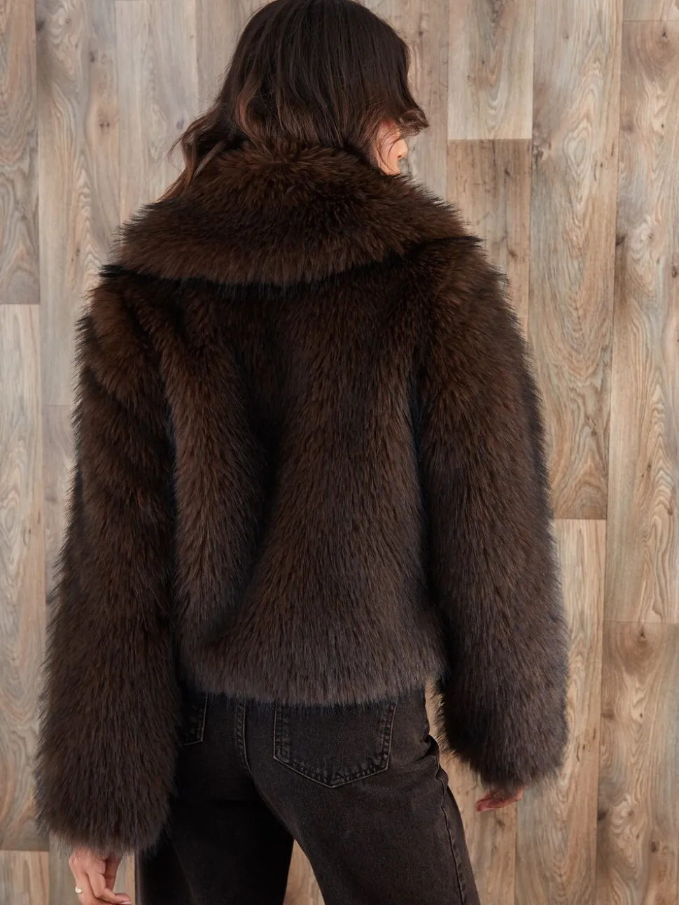 Chocoladebruin - Threadbare Faux Fur Zip Through Coat