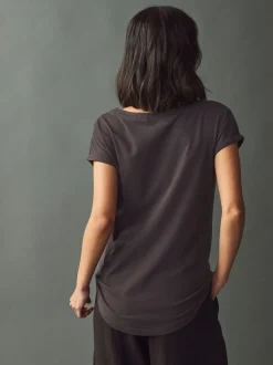 Chocoladebruin - T-shirt met kapmouwtjes