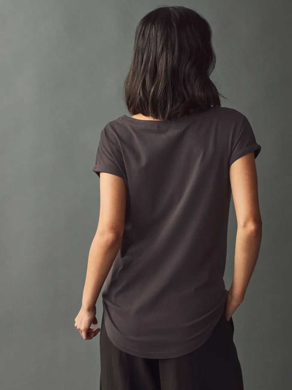 Chocoladebruin - T-shirt met kapmouwtjes