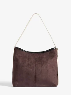 Chocoladebruin en Zwart - Love & Roses Woven Slouchy Tote Bag