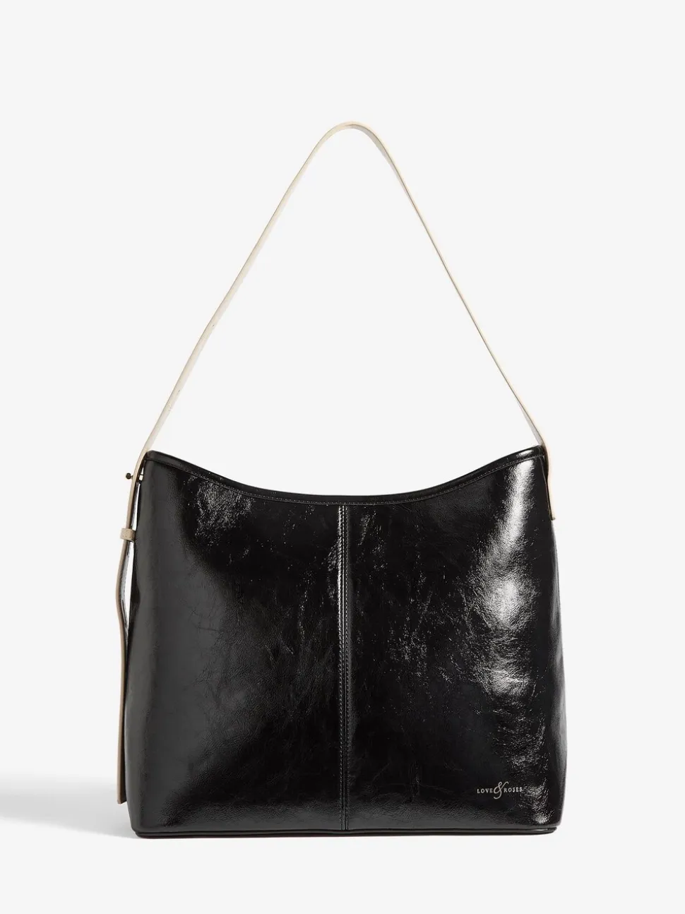 Chocoladebruin en Zwart - Love & Roses Woven Slouchy Tote Bag