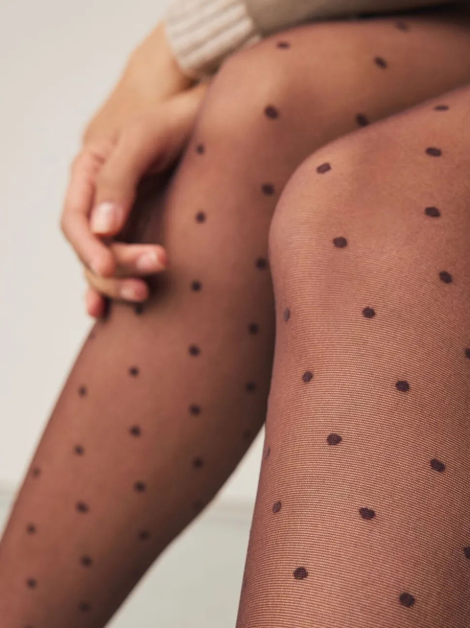Chocoladebruin gestippeld - 1 Panty's met patroon