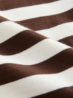 Chocoladebruin gestreept - Dik T-shirt met ronde hals en korte mouwen