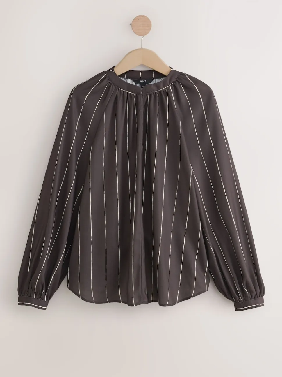 Chocoladebruin gestreept - Blouse met V-hals en lange mouwen