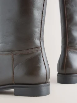 Chocoladebruin leer - Forever Comfort® platte rijlaarzen