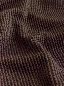 Chocoladebruin met kreukeltextuur - Buikcorrigerend DD+ badpak met beugel