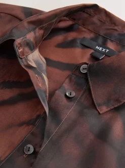 Chocoladebruin met zebraprint - Overhemd met doorschijnende lange mouwen
