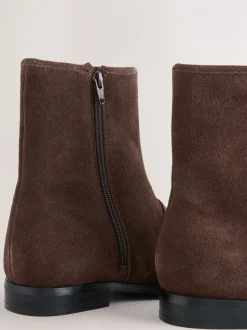 Chocoladebruin suède - Forever Comfort® enkellaarsjes in loaferstijl