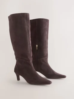 Chocoladebruin suède - Forever Comfort® Knee High Chisel Toe Heeled Boots