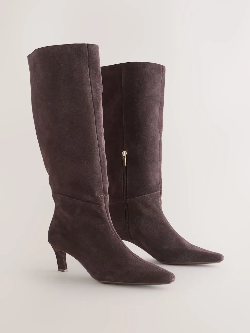 Chocoladebruin suède - Forever Comfort® Knee High Chisel Toe Heeled Boots