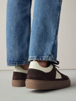 Chocoladebruin suède - Forever Comfort® Leather Chunky Side Stripe Lace Up Trainers